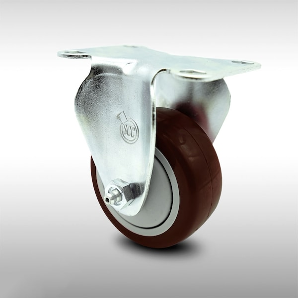 3 Inch SS Maroon Polyurethane Wheel Rigid Top Plate Caster